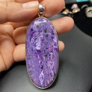 Purple Russian Charoite 925 Sterling Silver Pendant